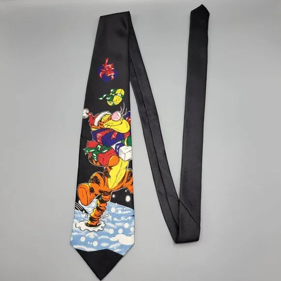 Vintage Disney Christmas Tigger Tie Black Festive Holiday Design - Picture 5 of 7